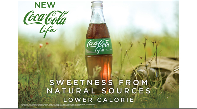 Coca Cola life, 36% di zuccheri in meno ed estratto di stevia. Nuovo look e nuovo gusto.