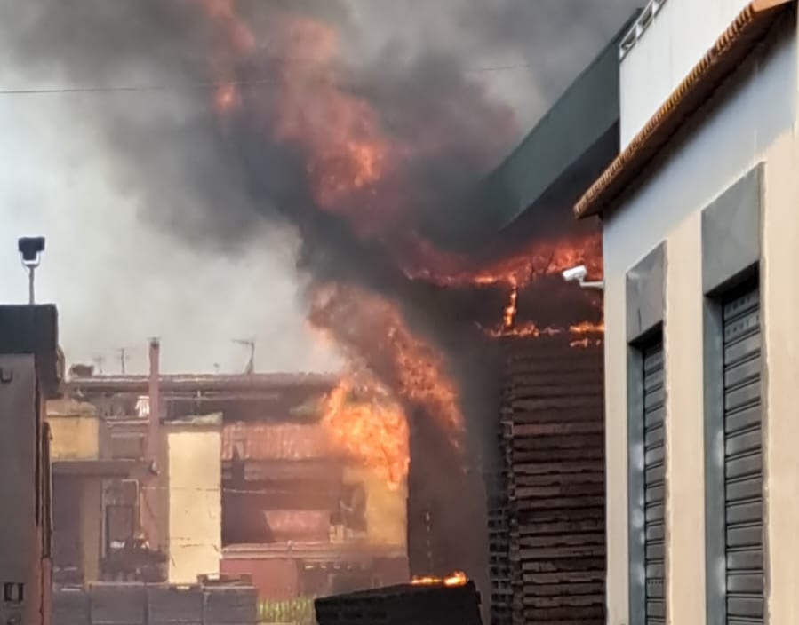 Sant'Antonio Abate, incendio nell'industria di pomodori: colpa dei fuochi d'artificio di un matrimonio 