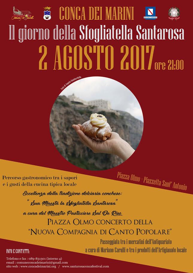 Sfogliatella regina a Conca dei Marini. Il Santa Rosa conca festival vi aspetta domani