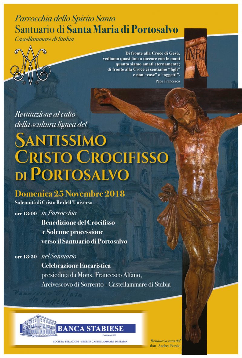 Castellammare: ritorna nella chiesa di Portosalvo il Crocifisso del '600 